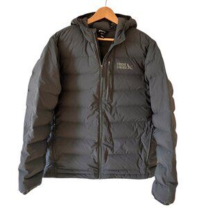 Eddie Bauer Mens 650 Fill Down Hooded Puffer Jacket Size L Dark Smoke 80% Down